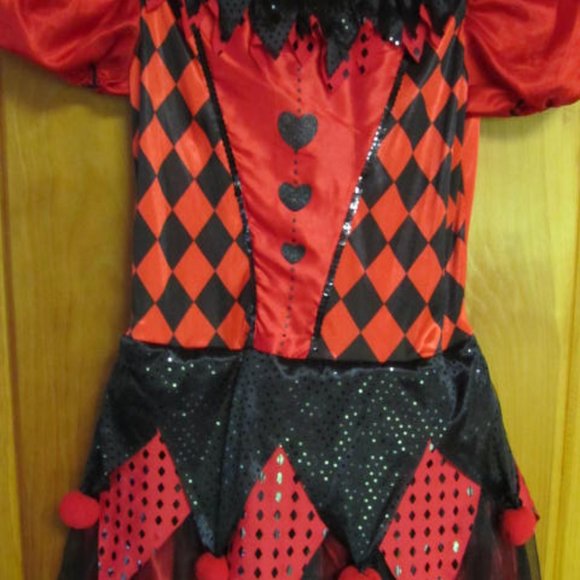 Queen of spades Girls Costume Dress Girls sz 10/12 L Dress up Queen of hearts - Picture 3 of 6